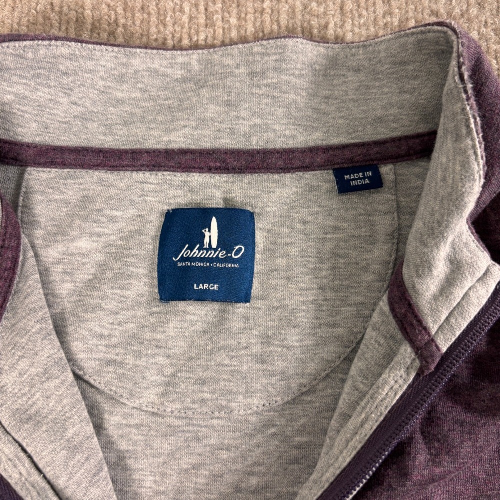 Johnnie-O Royal Plum Sully Performance Quarter Zip Men's Size Large EUC - Picture 2 of 6